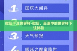 微信下注世界杯-微信，高潮中的世界杯下注体验