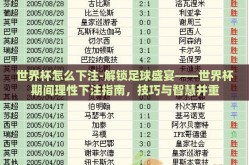 世界杯怎么下注-解锁足球盛宴——世界杯期间理性下注指南，技巧与智慧并重