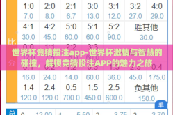 世界杯竞猜投注app-世界杯激情与智慧的碰撞，解锁竞猜投注APP的魅力之旅