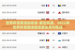世界杯竞猜活动总结-契合风潮，2022年世界杯竞猜活动深度体验与回顾