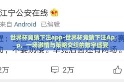 世界杯竞猜下注app-世界杯竞猜下注App，一场激情与策略交织的数字盛宴