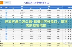 世界杯盘口怎么看-解析世界杯盘口，初学者的观赛指南