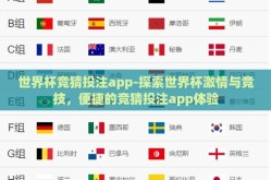 世界杯竞猜投注app-探索世界杯激情与竞技，便捷的竞猜投注app体验