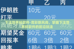 下注世界杯软件-竞彩新风尚，掌握下注世界杯软件的前沿玩法