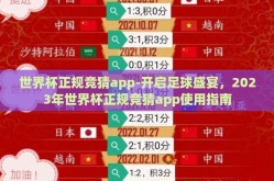 世界杯正规竞猜app-开启足球盛宴，2023年世界杯正规竞猜app使用指南