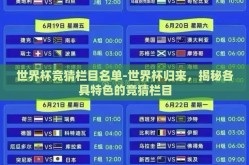 世界杯竞猜栏目名单-世界杯归来，揭秘各具特色的竞猜栏目