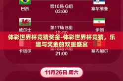 体彩世界杯竞猜奖金-体彩世界杯竞猜，乐趣与奖金的双重盛宴