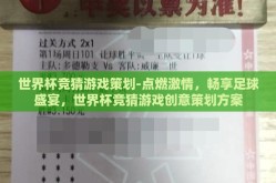 世界杯竞猜游戏策划-点燃激情，畅享足球盛宴，世界杯竞猜游戏创意策划方案