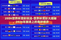2026世界杯竞彩玩法-世界杯竞彩大揭秘，2026年赛场上的奇妙博弈