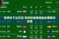 世界杯下注方法-世界杯赛事猜球的策略与应用