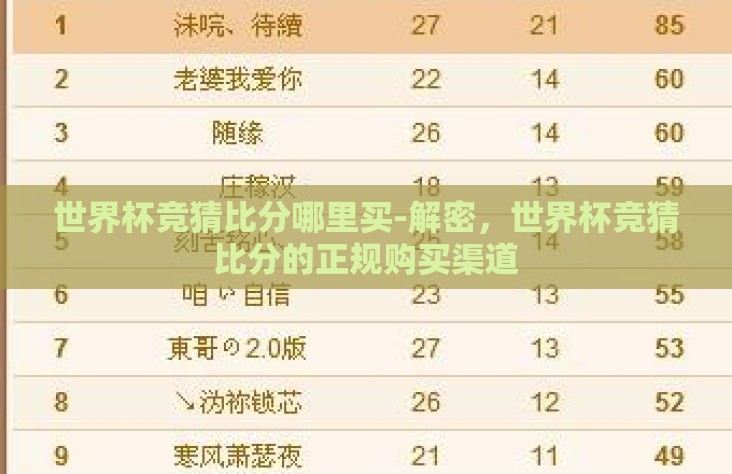 世界杯竞猜比分哪里买-解密,世界杯竞猜比分的正规购买渠道 世界杯竞猜比分哪里买-解密,世界杯竞猜比分的正规购买渠道