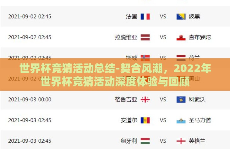 世界杯竞猜活动总结-契合风潮，2022年世界杯竞猜活动深度体验与回顾
