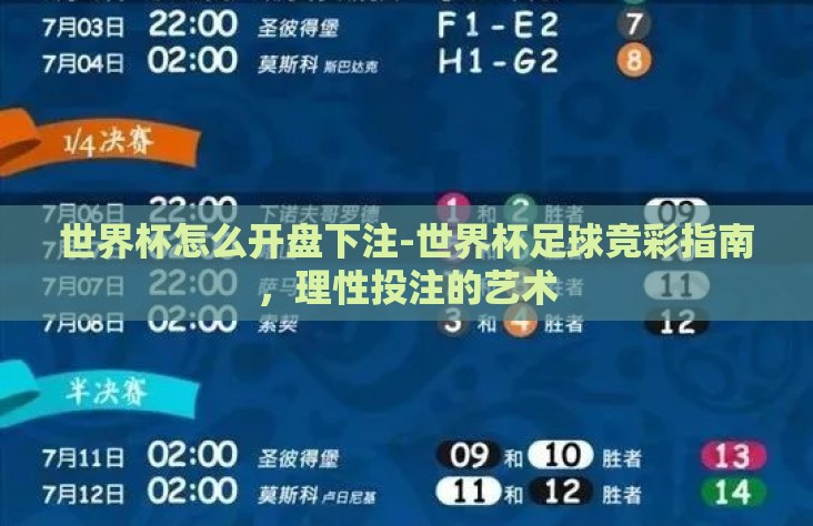 世界杯怎么开盘下注-世界杯足球竞彩指南，理性投注的艺术