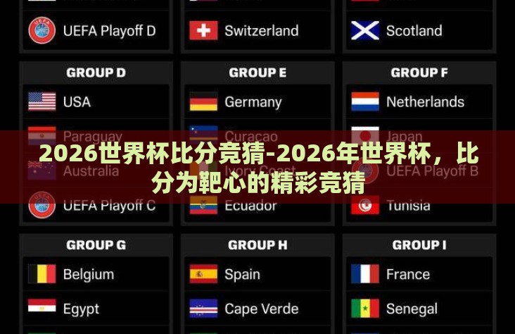 2026世界杯比分竞猜-2026年世界杯，比分为靶心的精彩竞猜