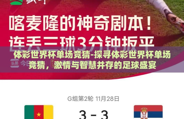 体彩世界杯单场竞猜-探寻体彩世界杯单场竞猜,激情与智慧并存的足球盛宴 体彩世界杯单场竞猜-探寻体彩世界杯单场竞猜,激情与智慧并存的足球盛宴