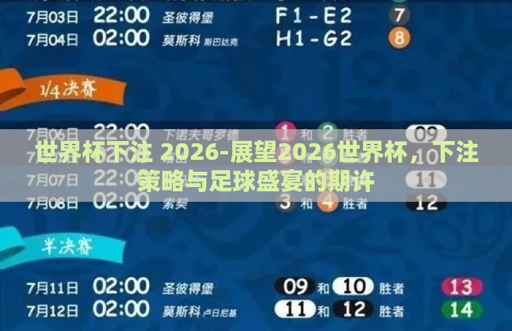 世界杯下注 2026-展望2026世界杯，下注策略与足球盛宴的期许