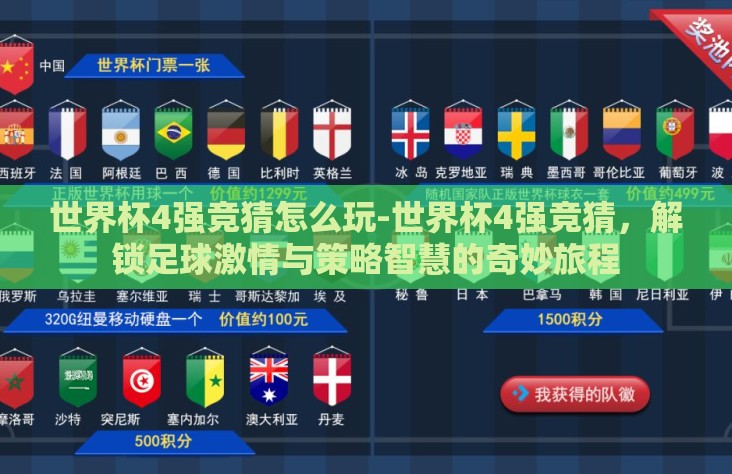 世界杯4强竞猜怎么玩-世界杯4强竞猜，解锁足球激情与策略智慧的奇妙旅程