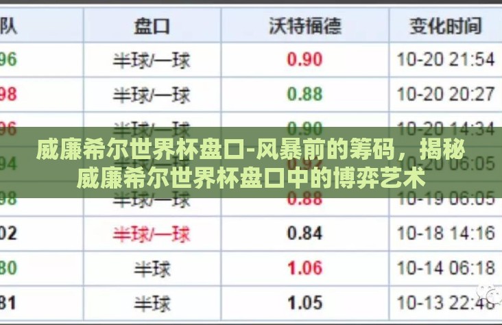 威廉希尔世界杯盘口-风暴前的筹码，揭秘威廉希尔世界杯盘口中的博弈艺术