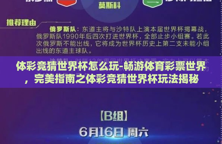 体彩竞猜世界杯怎么玩-畅游体育彩票世界，完美指南之体彩竞猜世界杯玩法揭秘