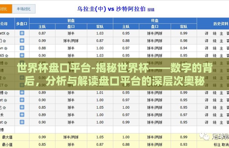 世界杯盘口平台-揭秘世界杯——数字的背后，分析与解读盘口平台的深层次奥秘