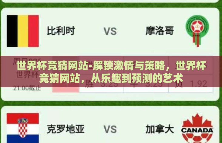 世界杯竞猜网站-解锁激情与策略，世界杯竞猜网站，从乐趣到预测的艺术