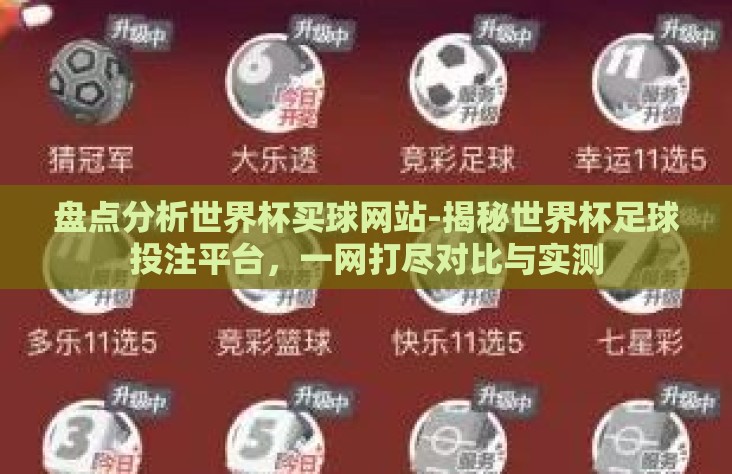 盘点分析世界杯买球网站-揭秘世界杯足球投注平台，一网打尽对比与实测
