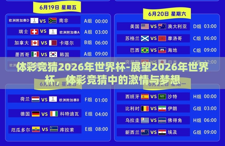 体彩竞猜2026年世界杯-展望2026年世界杯,体彩竞猜中的激情与梦想 体彩竞猜2026年世界杯-展望2026年世界杯,体彩竞猜中的激情与梦想